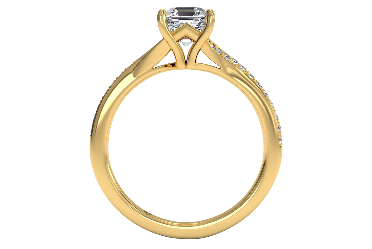Elise Asscher Cut Lab Grown Diamond 18Kt Yellow Gold Engagement Ring - View 2