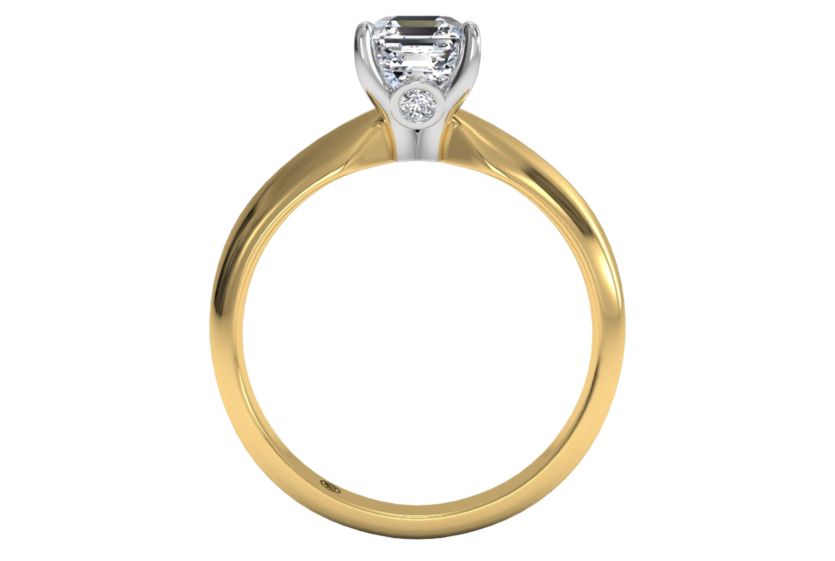 Amanda Asscher Cut Lab Grown Diamond 18Kt Yellow Gold Engagement Ring - View 2