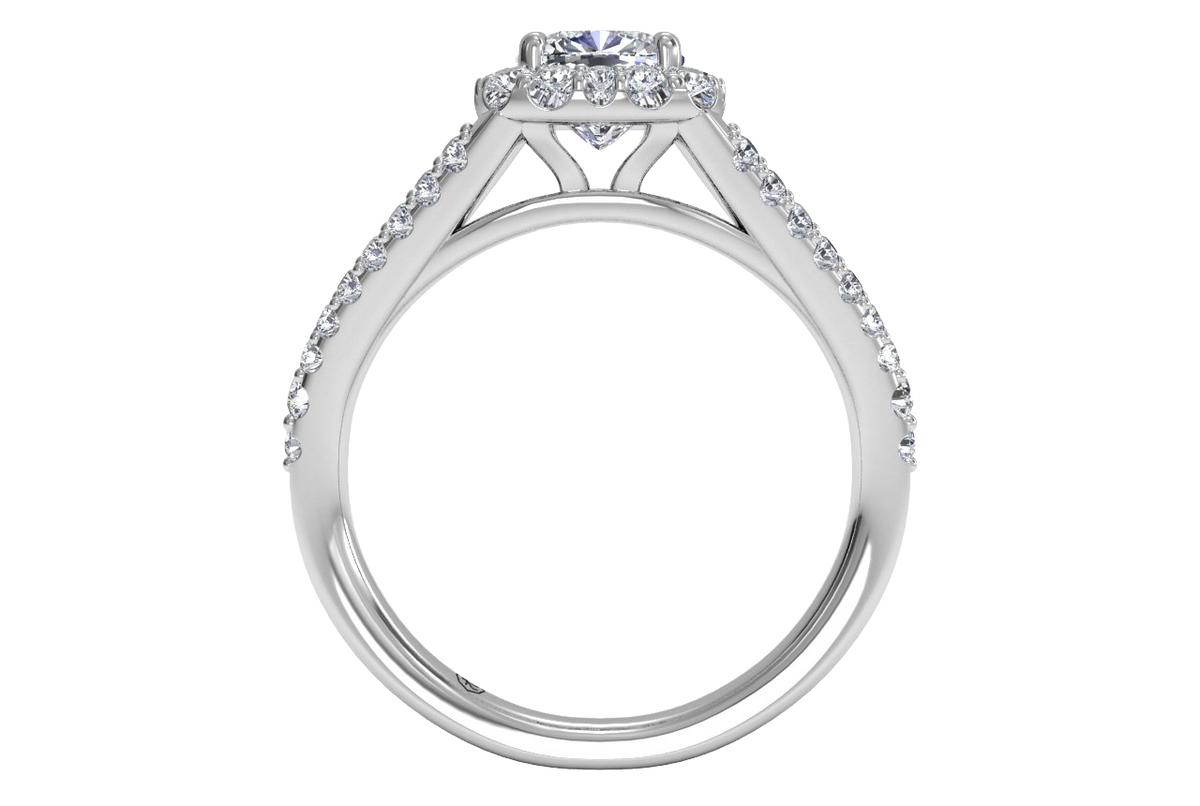 Kelly Cushion Cut Lab Grown Diamond Platinum Engagement Ring - View 3