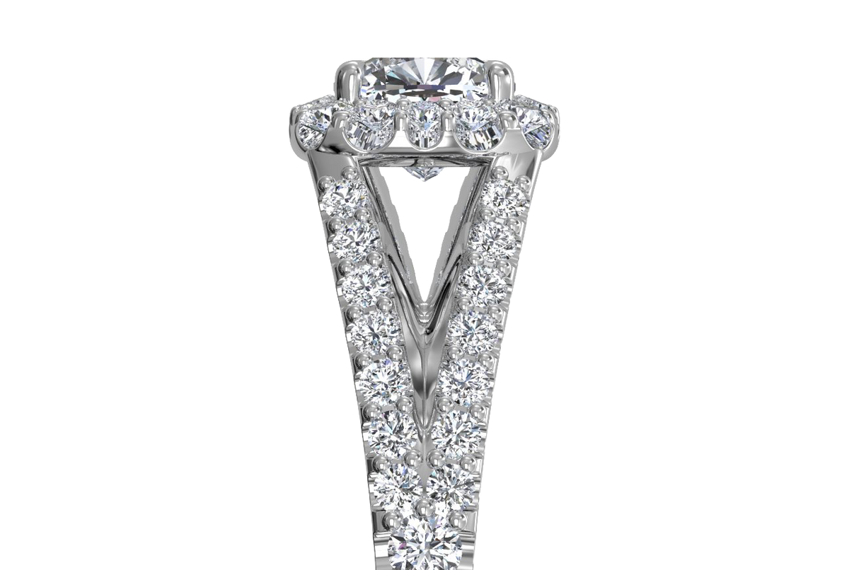 Kelly Cushion Cut Lab Grown Diamond Platinum Engagement Ring - View 2