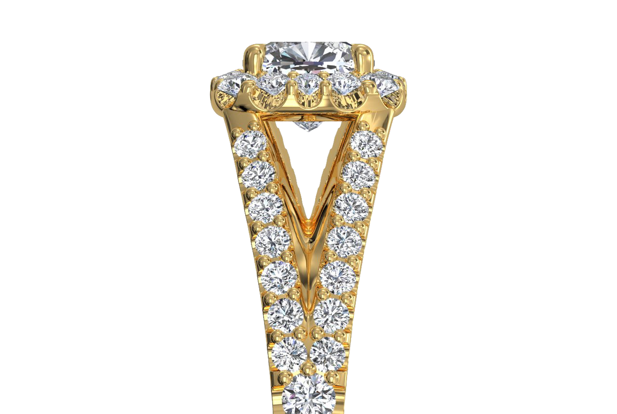 Kelly Cushion Cut Lab Grown Diamond 18Kt Yellow Gold Engagement Ring - View 2