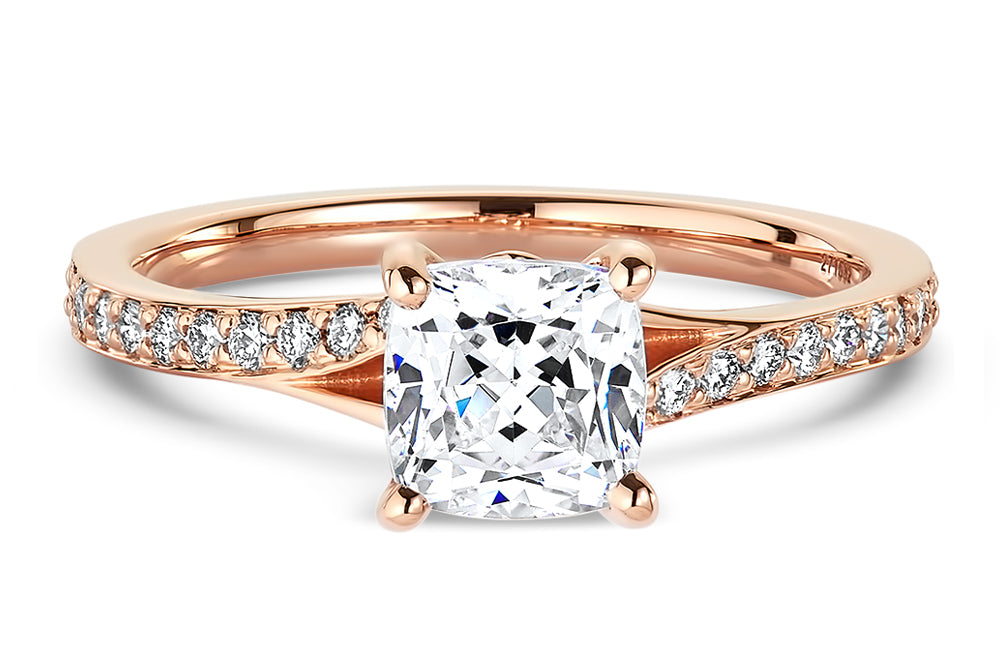 Elise Cushion Cut Lab Grown Diamond 18Kt Rose Gold Engagement Ring - View 3