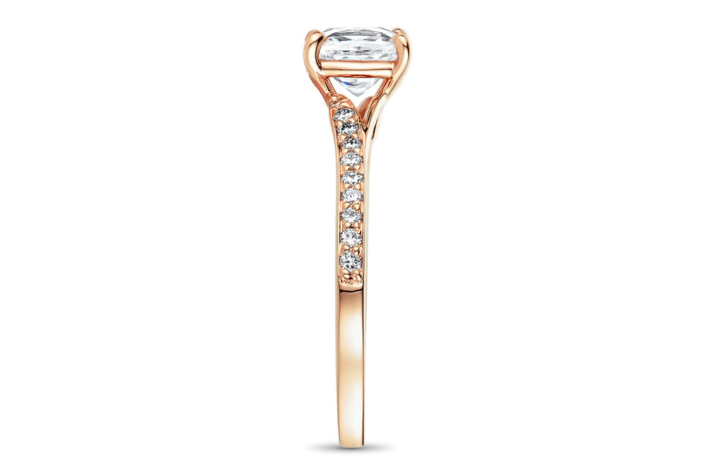 Elise Cushion Cut Lab Grown Diamond 18Kt Rose Gold Engagement Ring - View 4