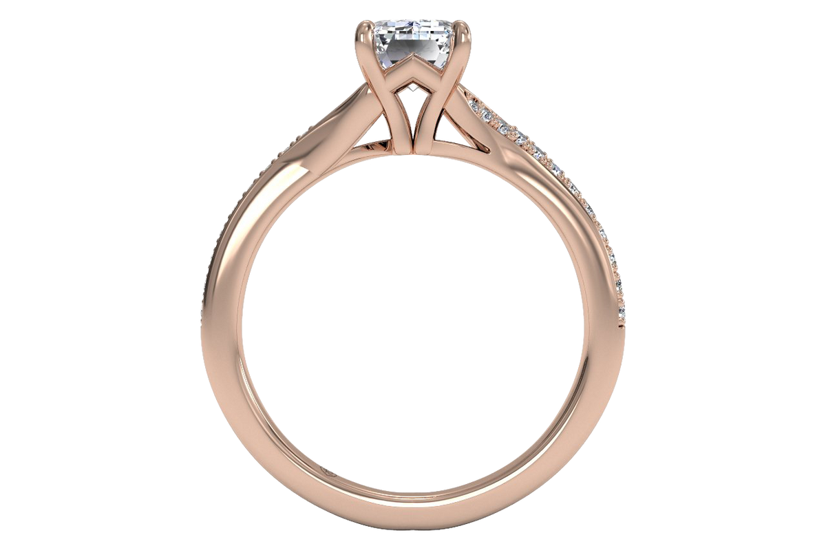 Elise Emerald Cut Lab Grown Diamond 18Kt Rose Gold Engagement Ring - View 2