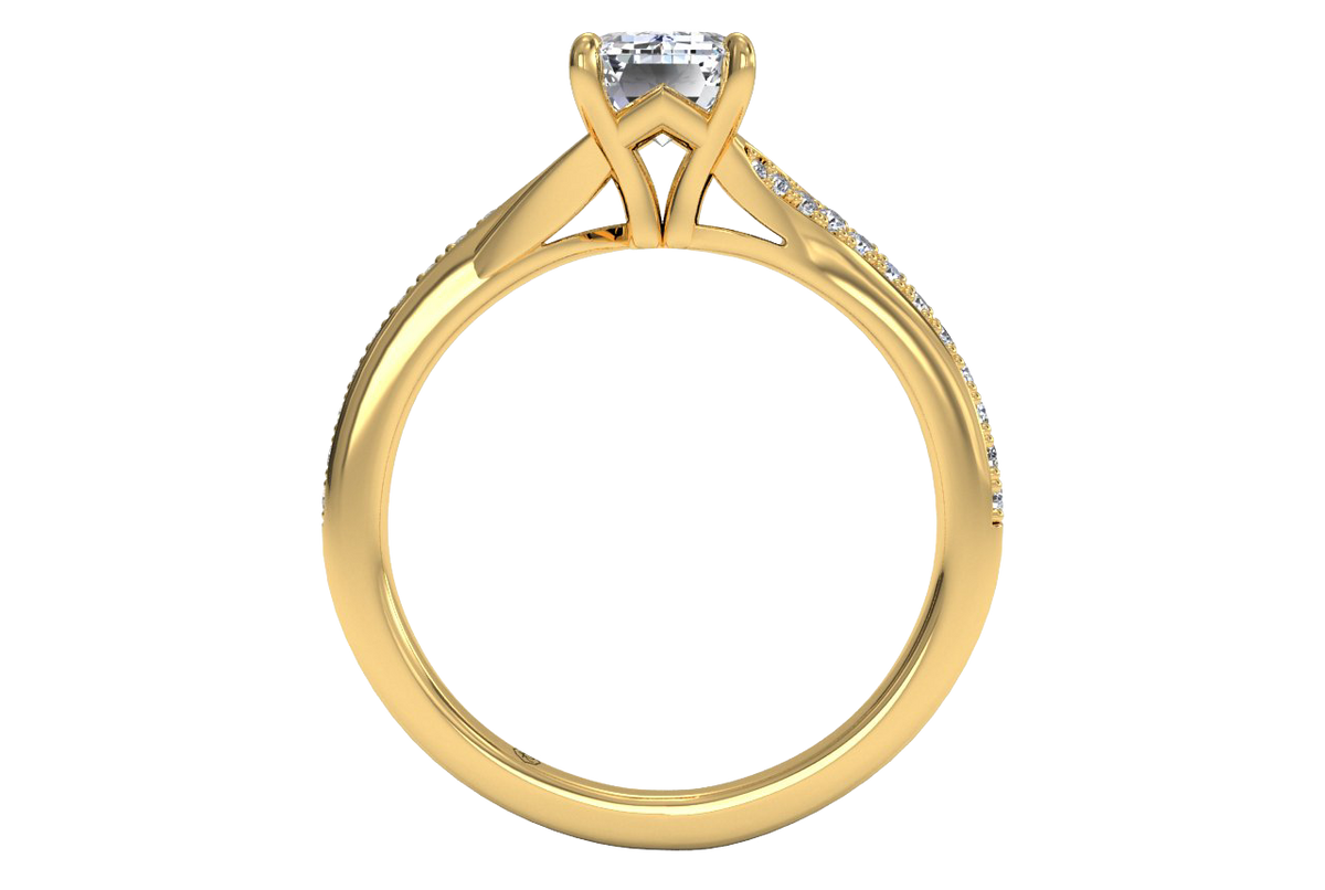 Elise Emerald Cut Lab Grown Diamond 18Kt Yellow Gold Engagement Ring - View 2