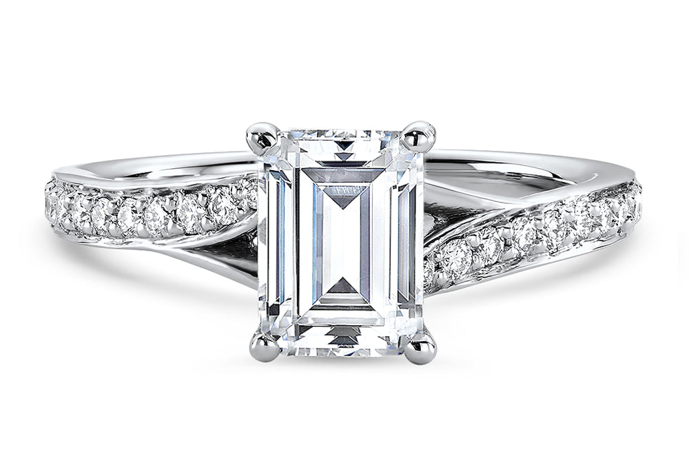 Elise Emerald Cut Lab Grown Diamond Platinum Engagement Ring - View 4