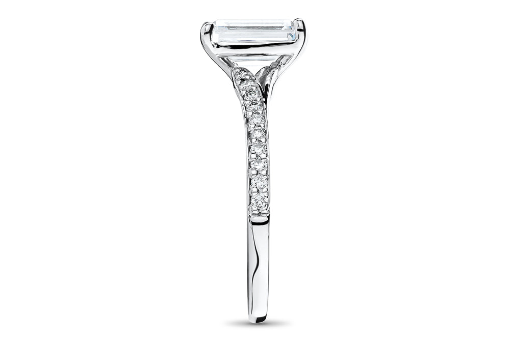 Elise Emerald Cut Lab Grown Diamond 14Kt White Gold Engagement Ring - View 3