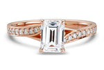 Elise Emerald Cut Lab Grown Diamond 18Kt Rose Gold Engagement Ring - View 3