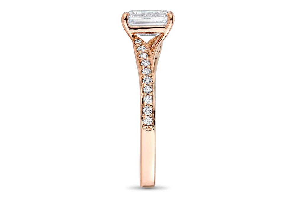 Elise Emerald Cut Lab Grown Diamond 18Kt Rose Gold Engagement Ring - View 4