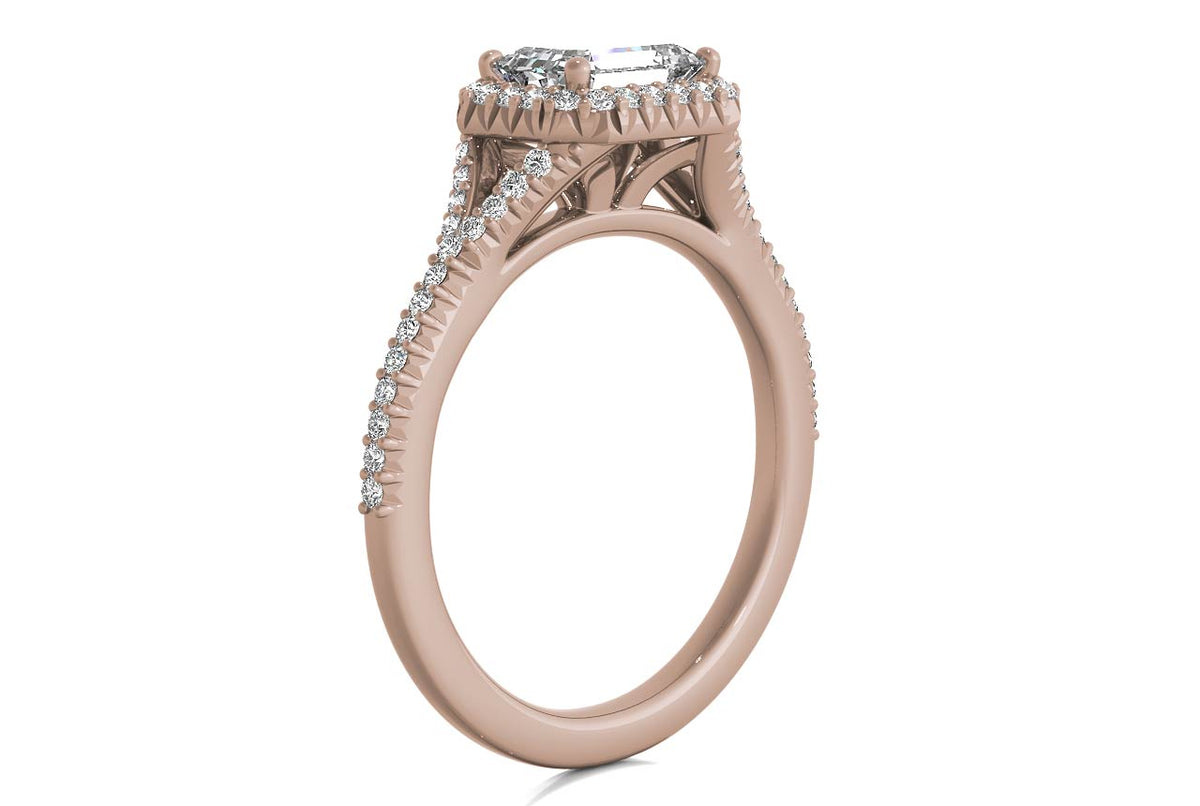 Kate Emerald Cut Lab Grown Diamond 18Kt Rose Gold Engagement Ring - View 2