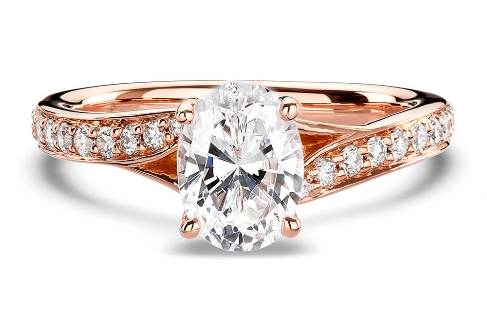 Elise Oval Cut Lab Grown Diamond 18Kt Rose Gold Engagement Ring - View 3