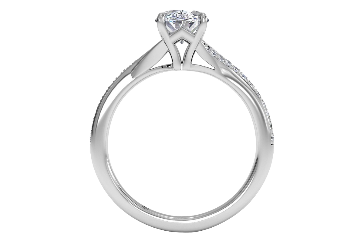 Elise Oval Cut Lab Grown Diamond 14Kt White Gold Engagement Ring - View 2