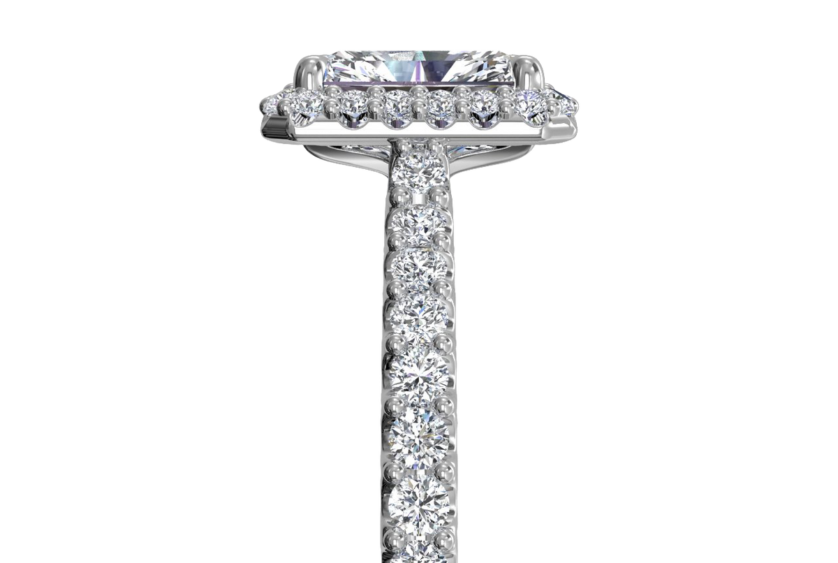 Leah Radiant Cut Lab Grown Diamond 18Kt White Gold Engagement Ring - View 2