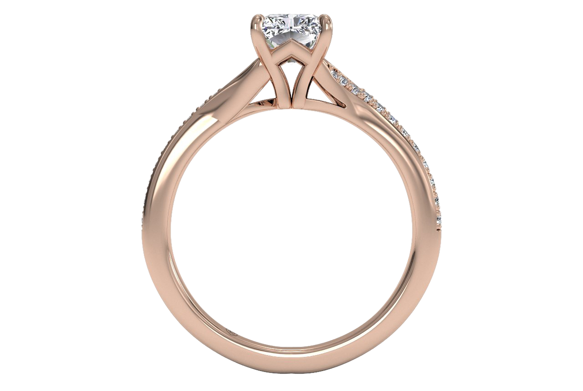Elise Radiant Cut Lab Grown Diamond 18Kt Rose Gold Engagement Ring - View 2