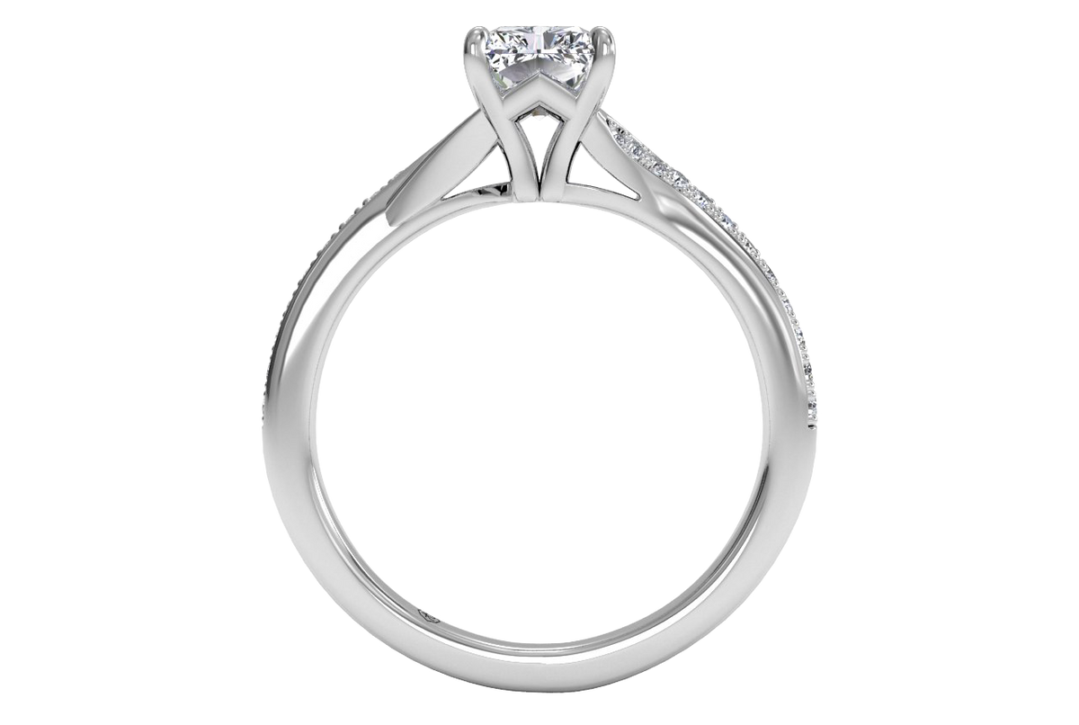 Elise Radiant Cut Lab Grown Diamond 18Kt White Gold Engagement Ring - View 2