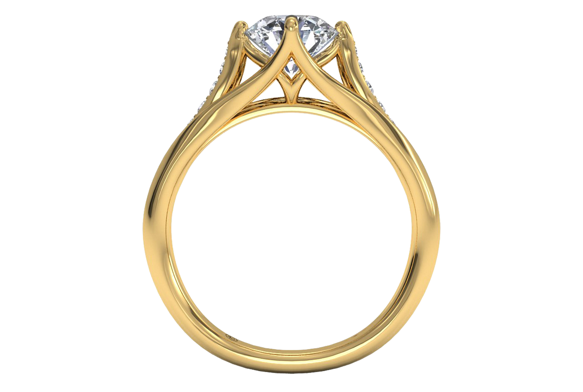 Connie Round Cut Lab Grown Diamond 18Kt Yellow Gold Engagement Ring - View 2
