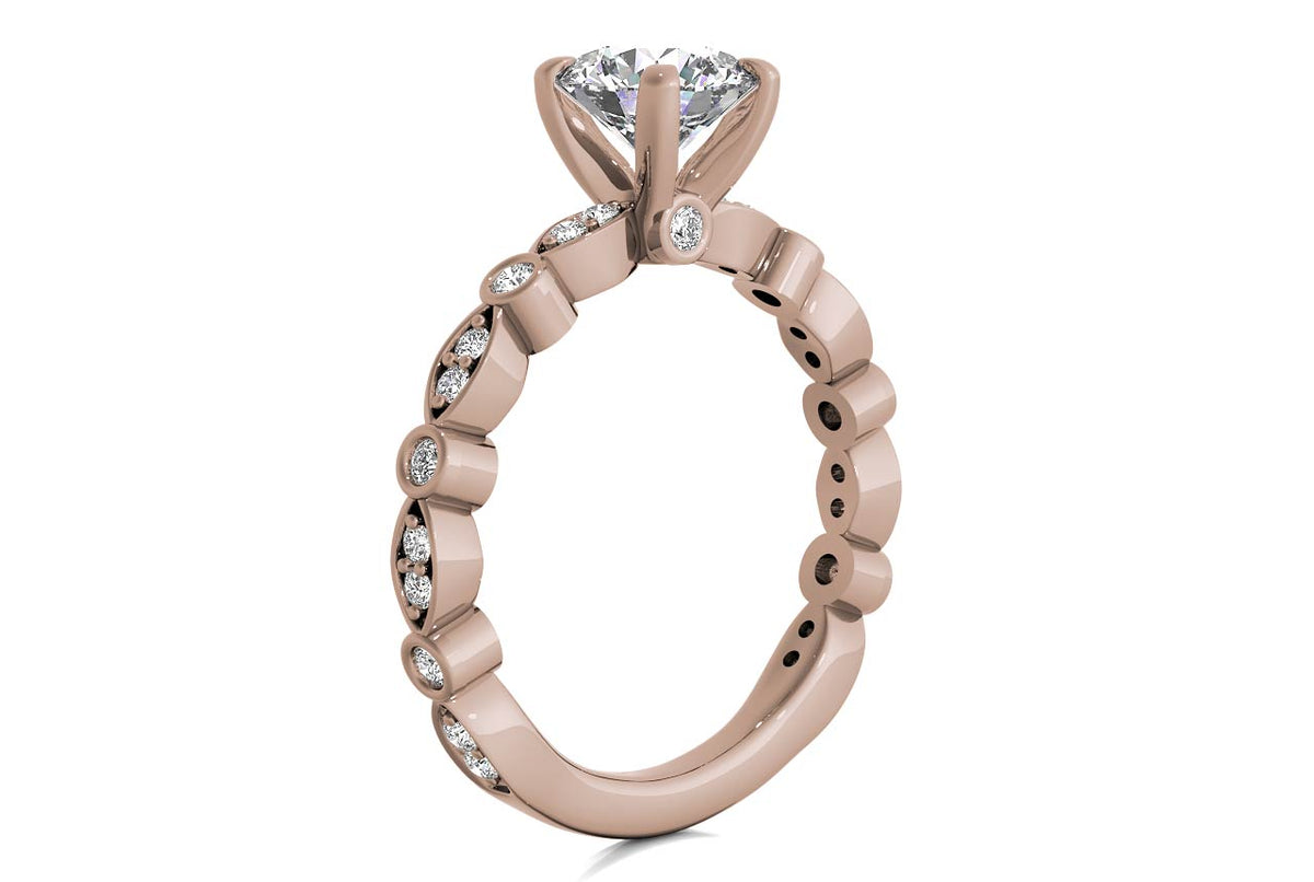 Eva Round Cut Lab Grown Diamond 18Kt Rose Gold Engagement Ring - View 2