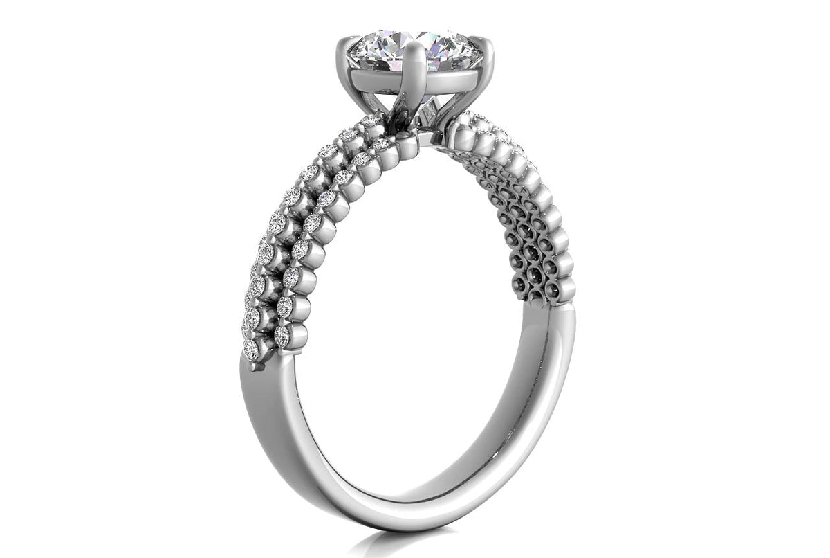 Hailey Round Cut Lab Grown Diamond 14Kt White Gold Engagement Ring - View 2