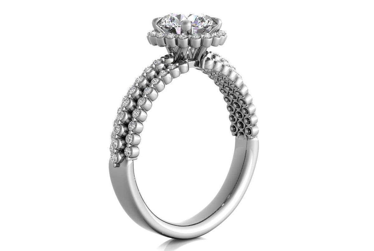 Jocelyn Round Cut Lab Grown Diamond Platinum Engagement Ring - View 2