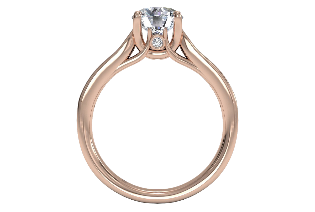 Elena Round Cut Lab Grown Diamond 18Kt Rose Gold Engagement Ring - View 3