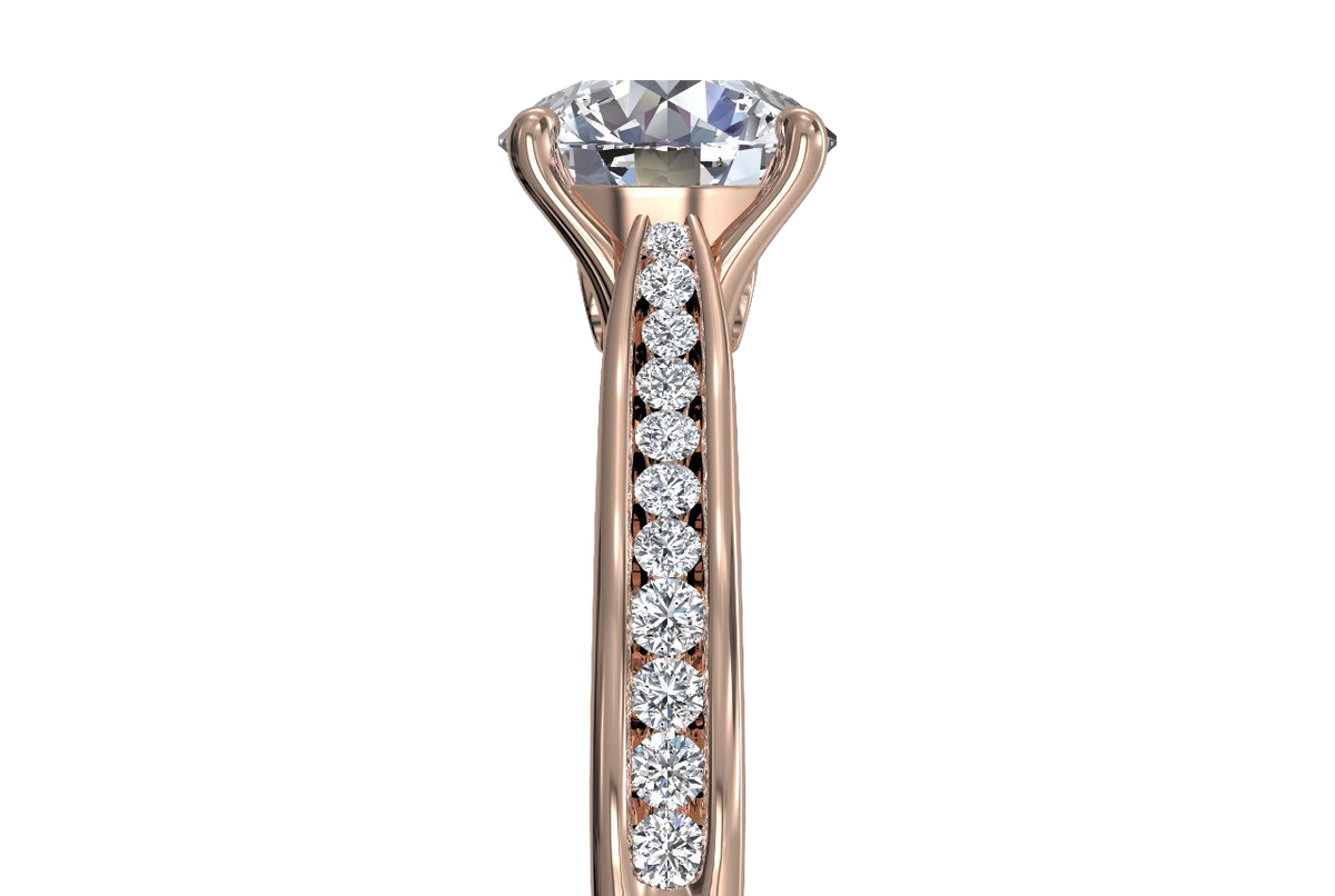 Elena Round Cut Lab Grown Diamond 18Kt Rose Gold Engagement Ring - View 2