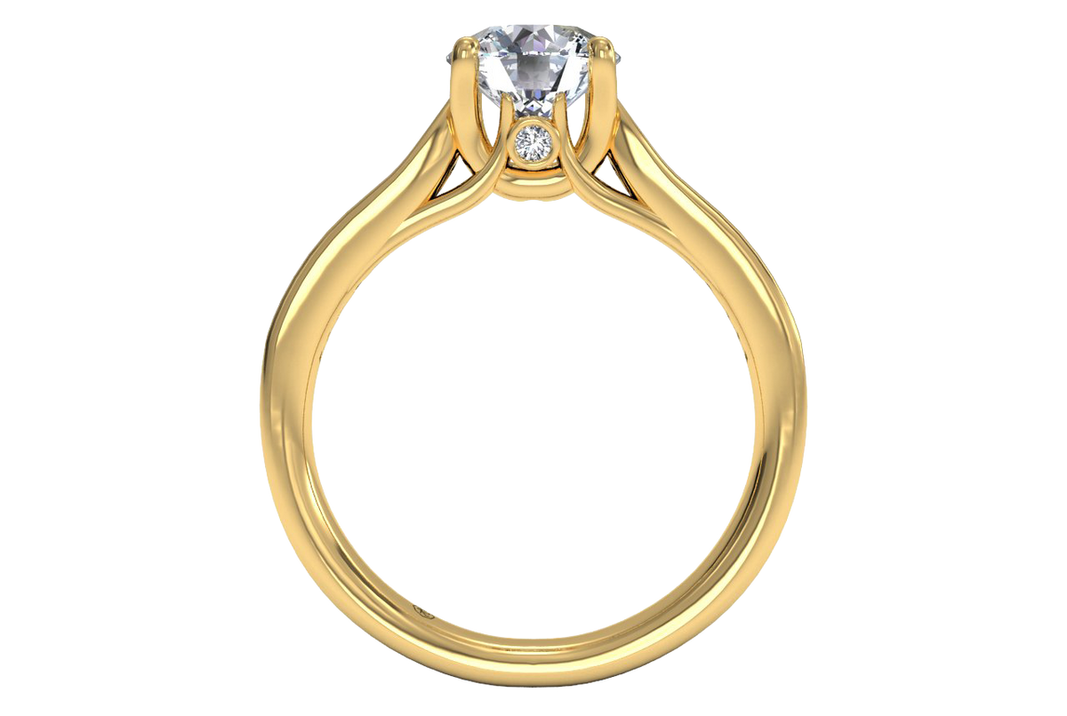 Elena Round Cut Lab Grown Diamond 18Kt Yellow Gold Engagement Ring - View 3