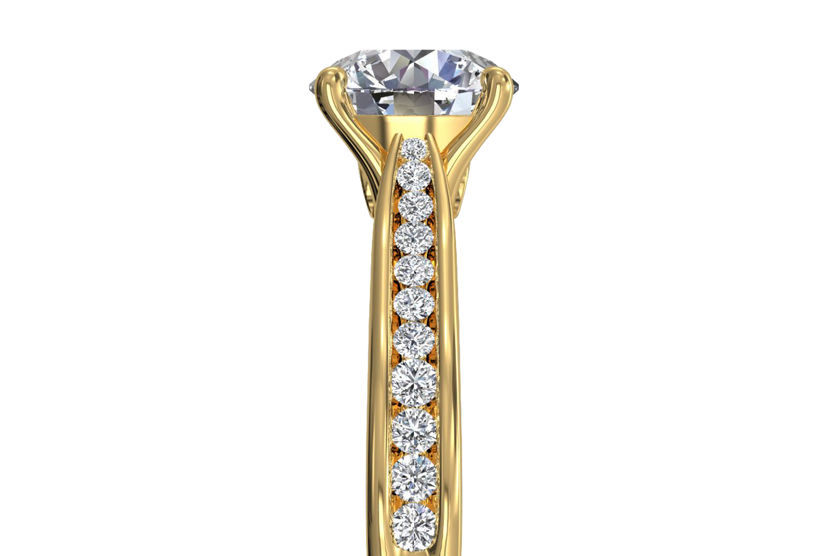 Elena Round Cut Lab Grown Diamond 18Kt Yellow Gold Engagement Ring - View 2