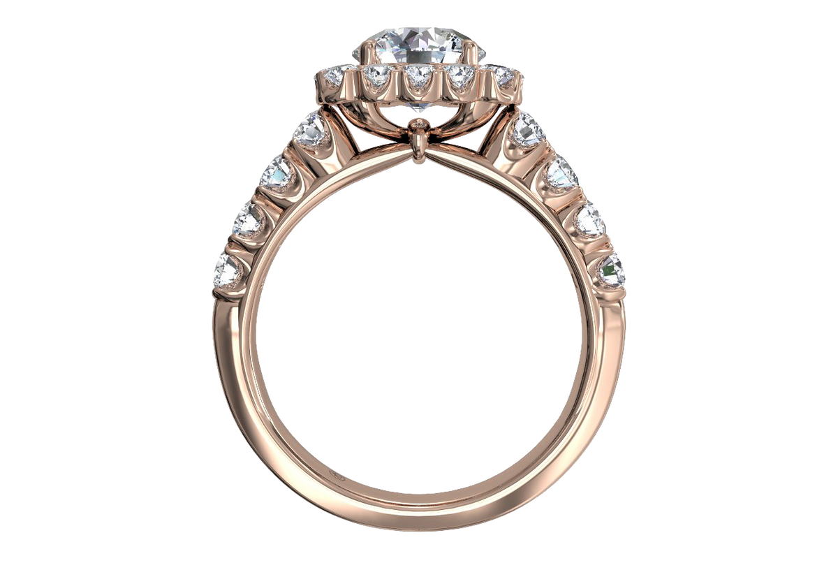 Lydia Round Cut Lab Grown Diamond 18Kt Rose Gold Engagement Ring - View 2