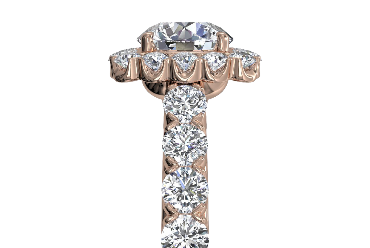 Lydia Round Cut Lab Grown Diamond 18Kt Rose Gold Engagement Ring - View 3