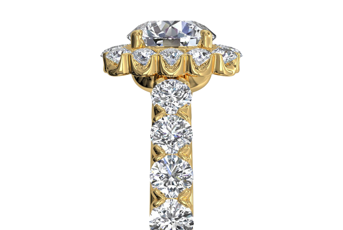 Lydia Round Cut Lab Grown Diamond 18Kt Yellow Gold Engagement Ring - View 3