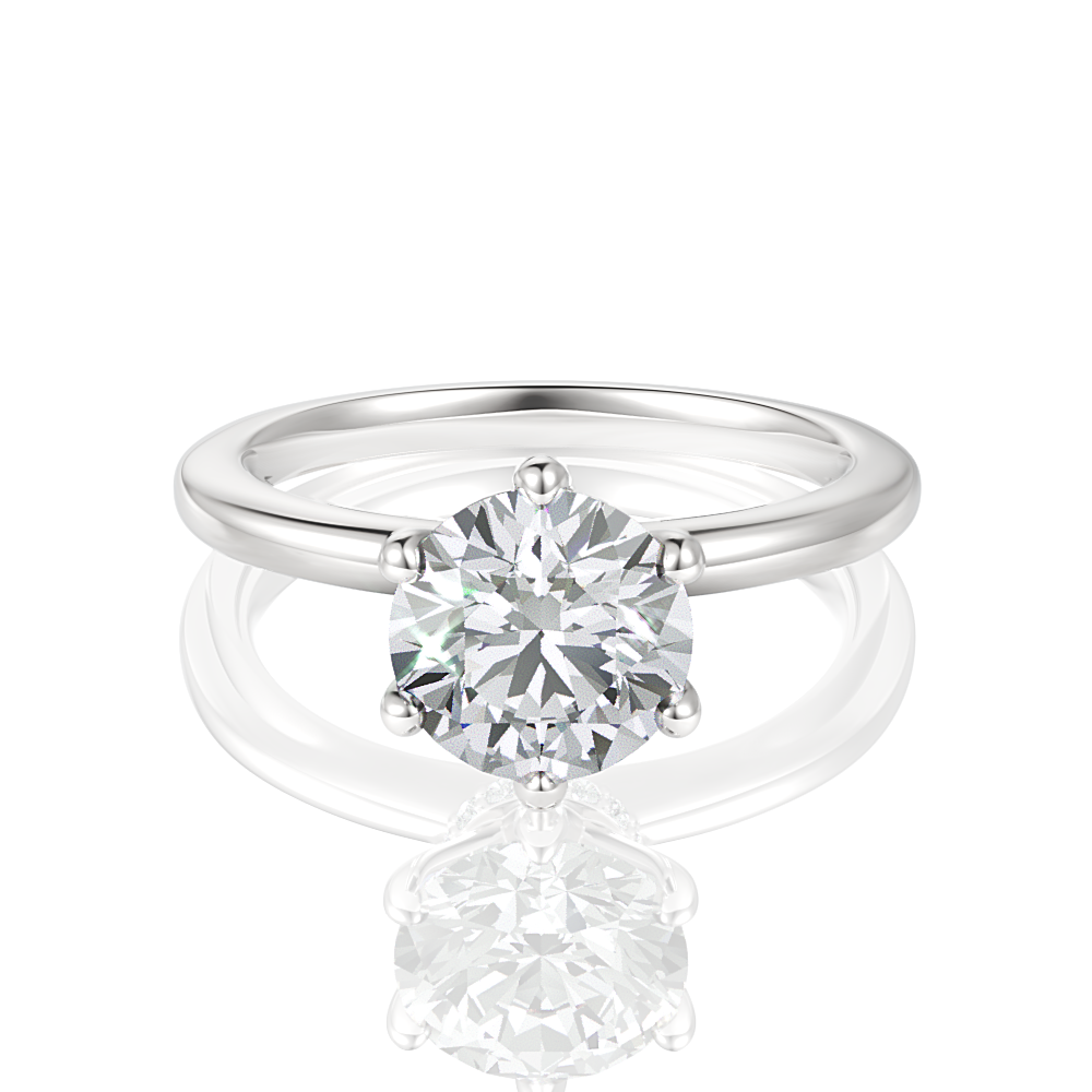 Candace Round Cut Lab Grown Diamond 18Kt White Gold Engagement Ring
