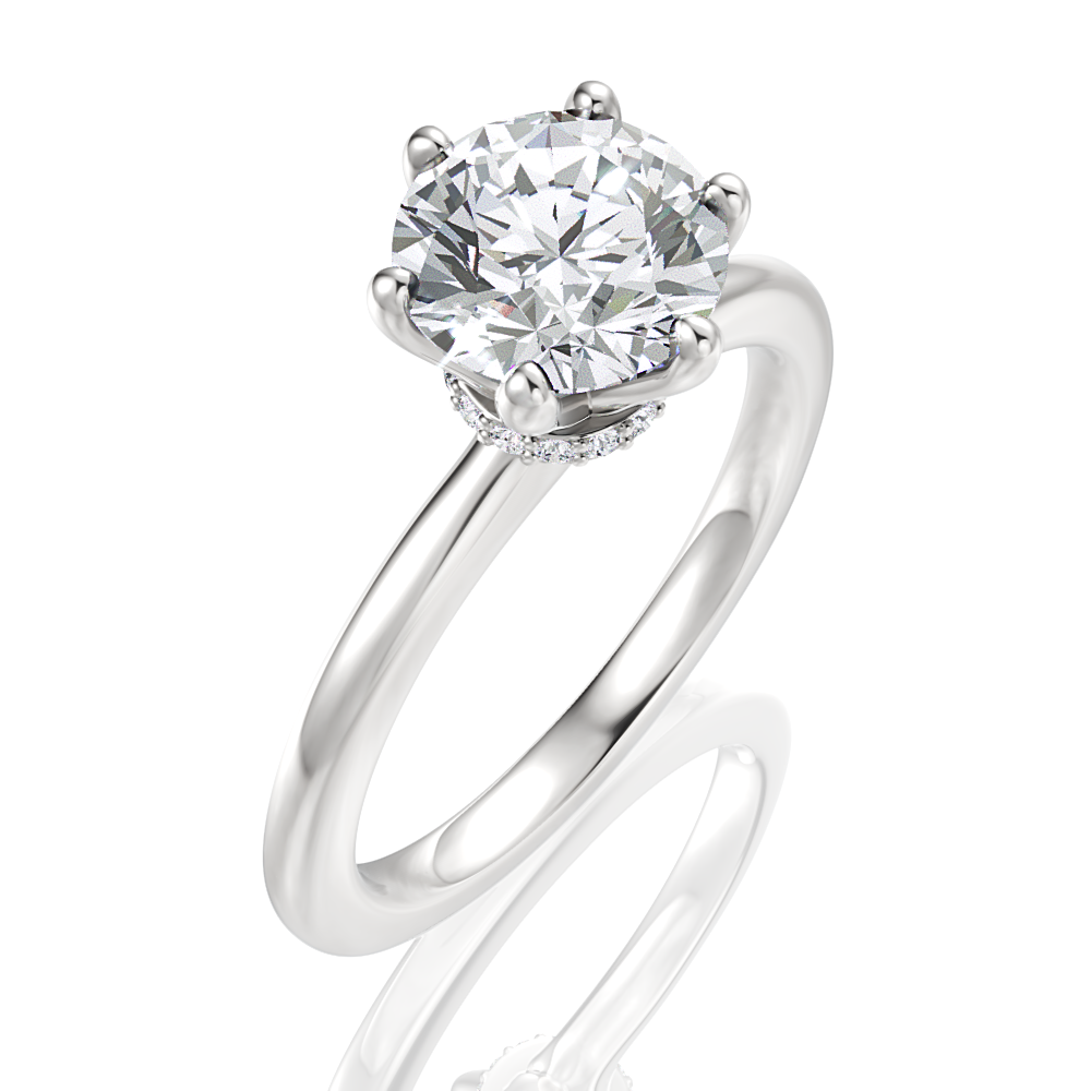 Candace Round Cut Lab Grown Diamond 18Kt White Gold Engagement Ring - View 2