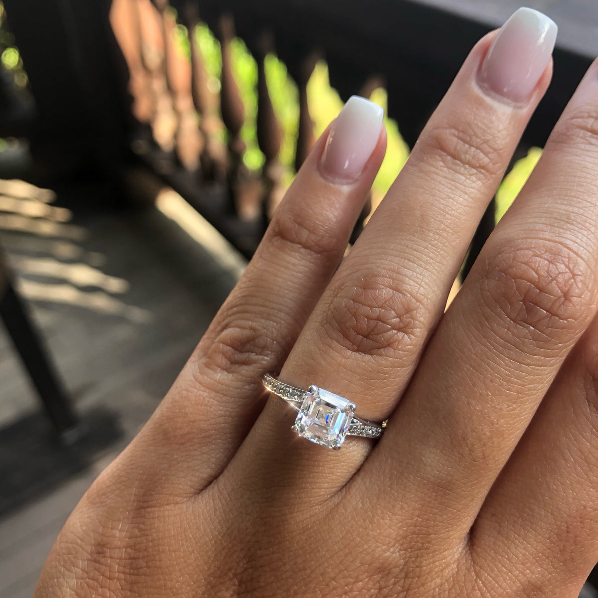 Elise Asscher Cut Lab Grown Diamond 14Kt White Gold Engagement Ring - View 2