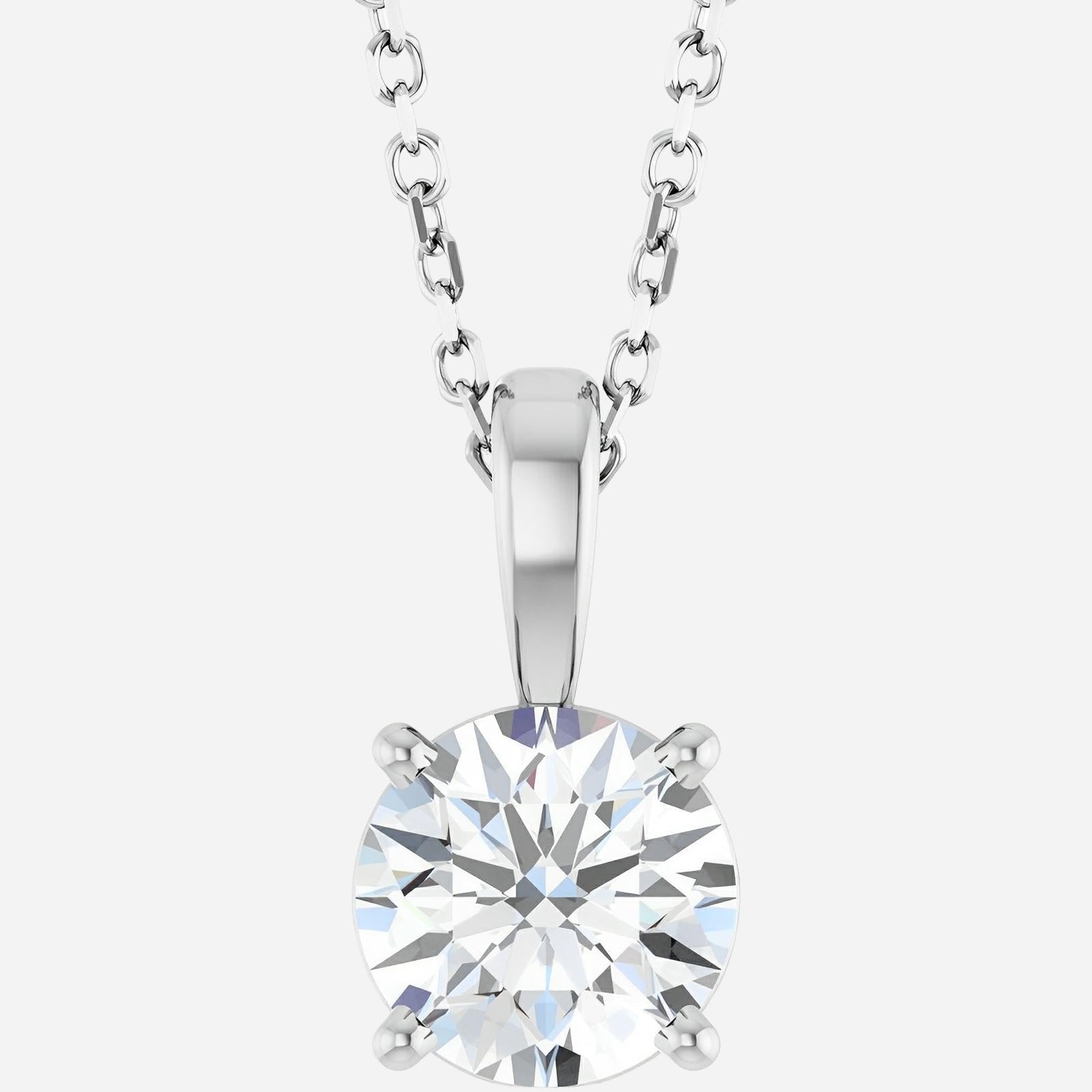 14K White 1/3 CT Lab-Grown Diamond 18" Necklace