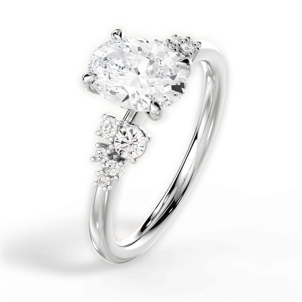 Carmen Oval Cut Lab Grown Diamond 18Kt White Gold Engagement Ring - View 4