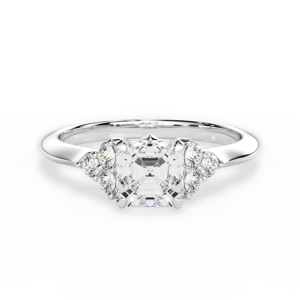 Celeste Asscher Cut Lab Grown Diamond 18Kt White Gold Engagement Ring