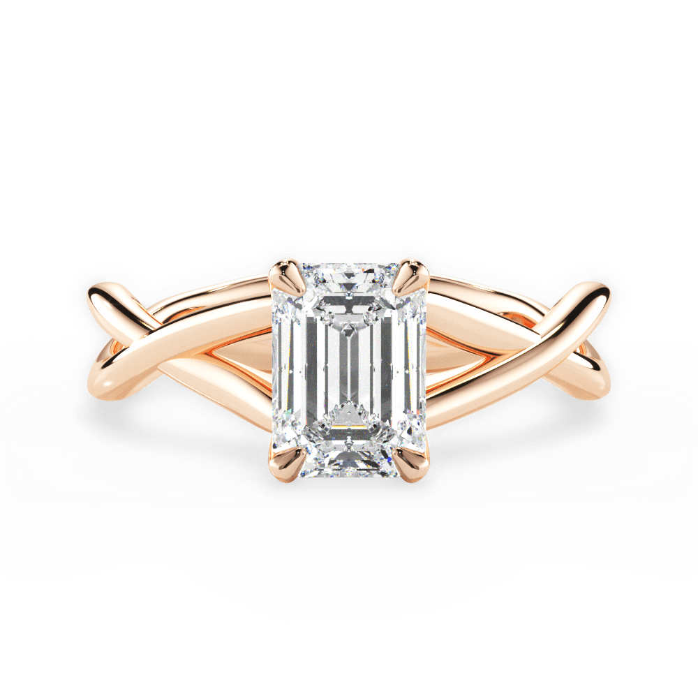 Aubrey Emerald Cut Lab Grown Diamond 18Kt Rose Gold Engagement Ring