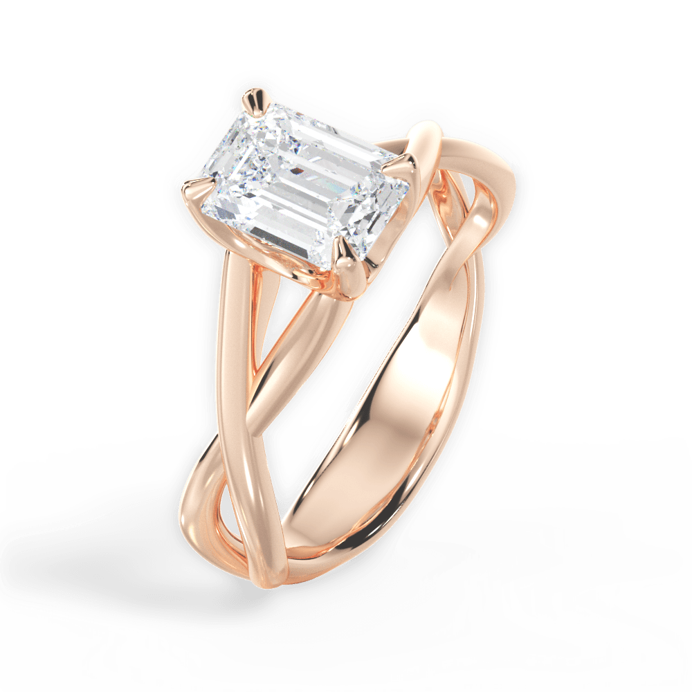 Aubrey Emerald Cut Lab Grown Diamond 18Kt Rose Gold Engagement Ring - View 4