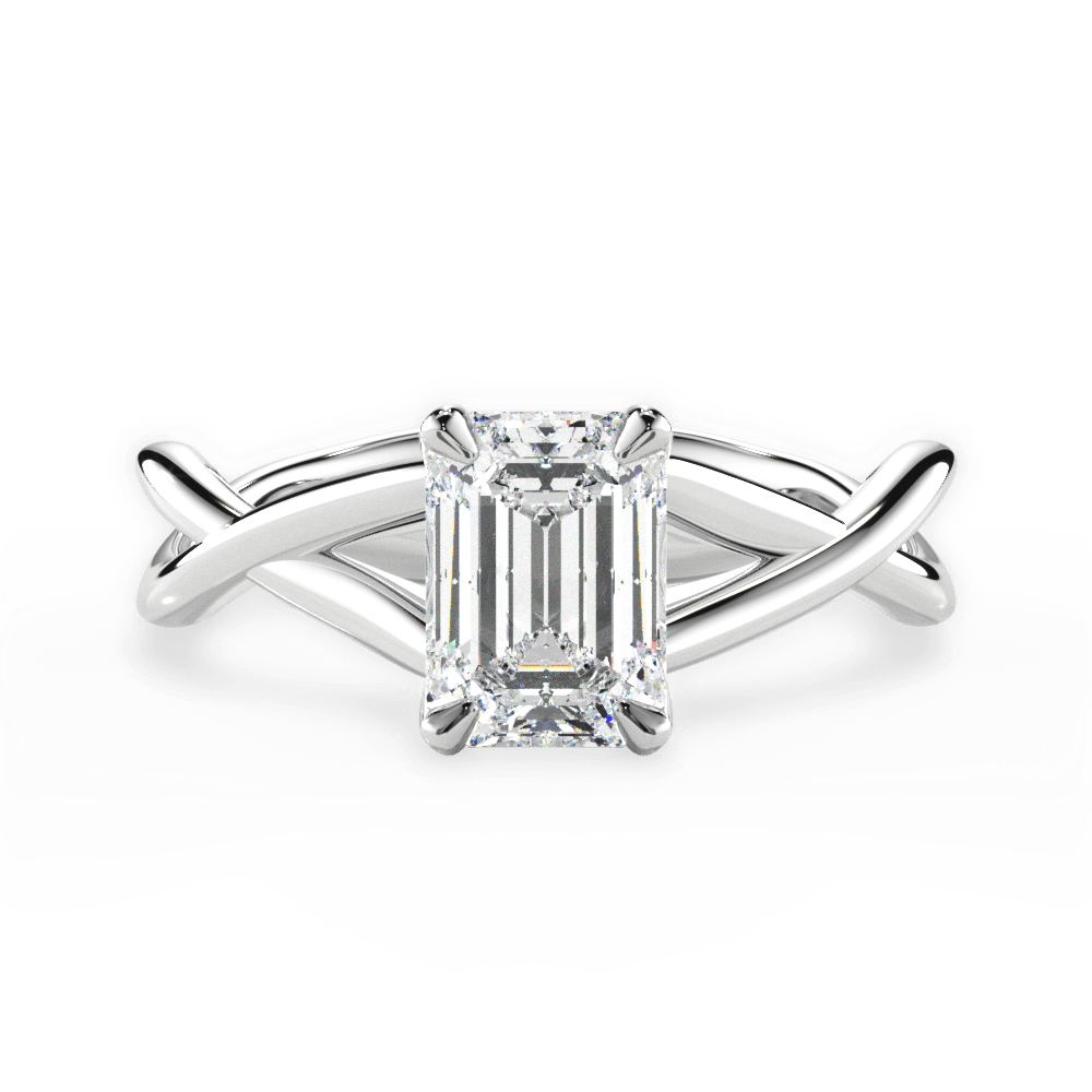 Aubrey Emerald Cut Lab Grown Diamond 18Kt White Gold Engagement Ring