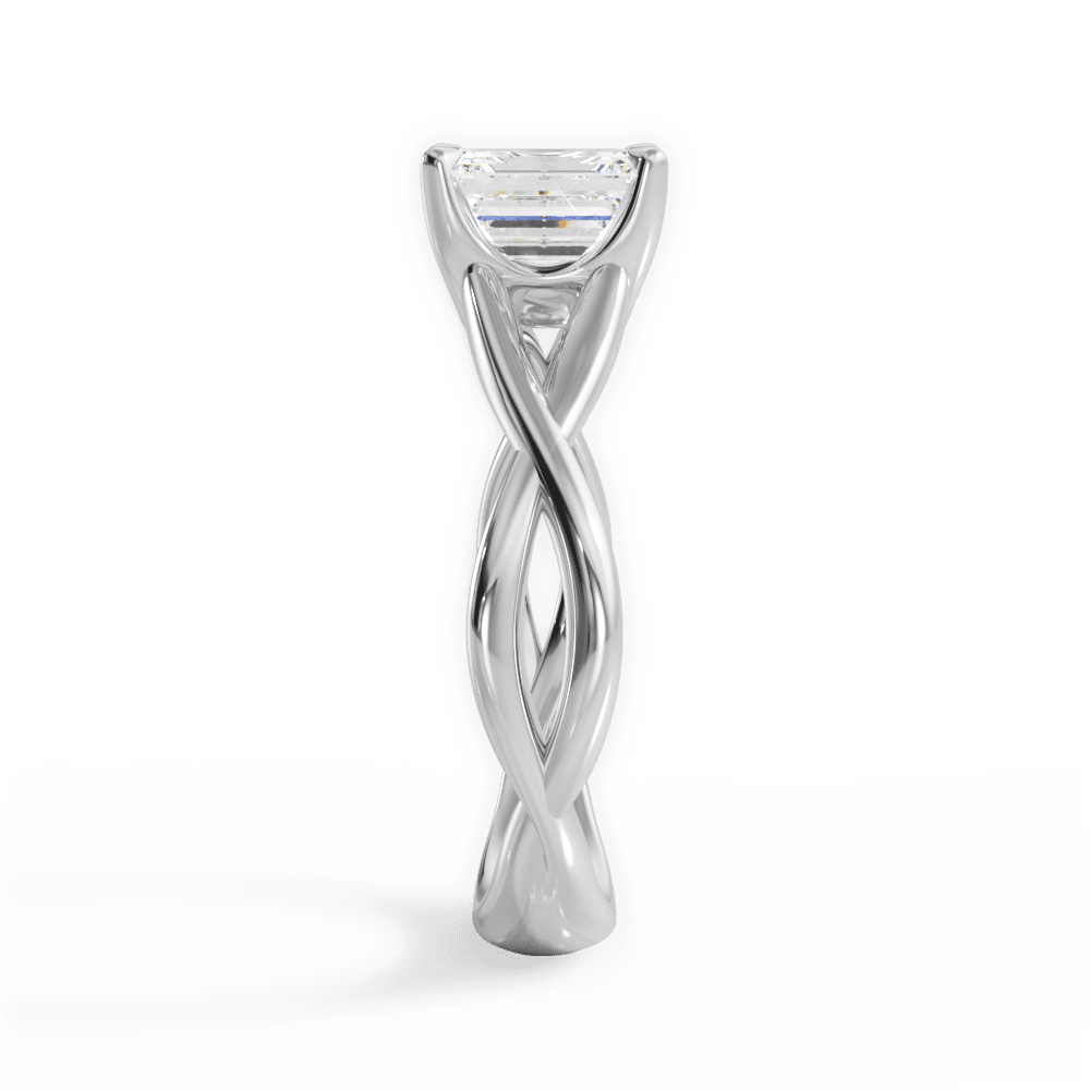 Aubrey Emerald Cut Lab Grown Diamond 14Kt White Gold Engagement Ring - View 3