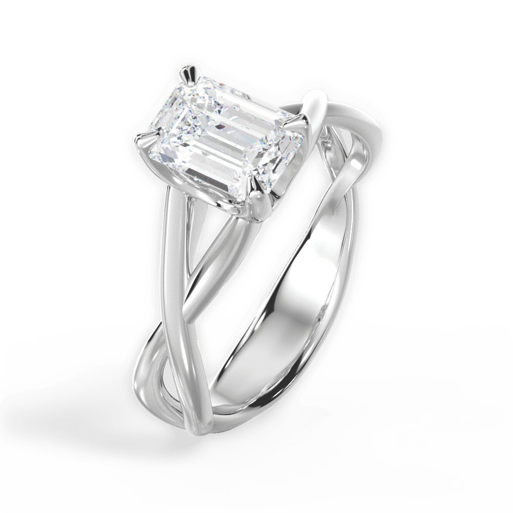 Aubrey Emerald Cut Lab Grown Diamond 18Kt White Gold Engagement Ring - View 4