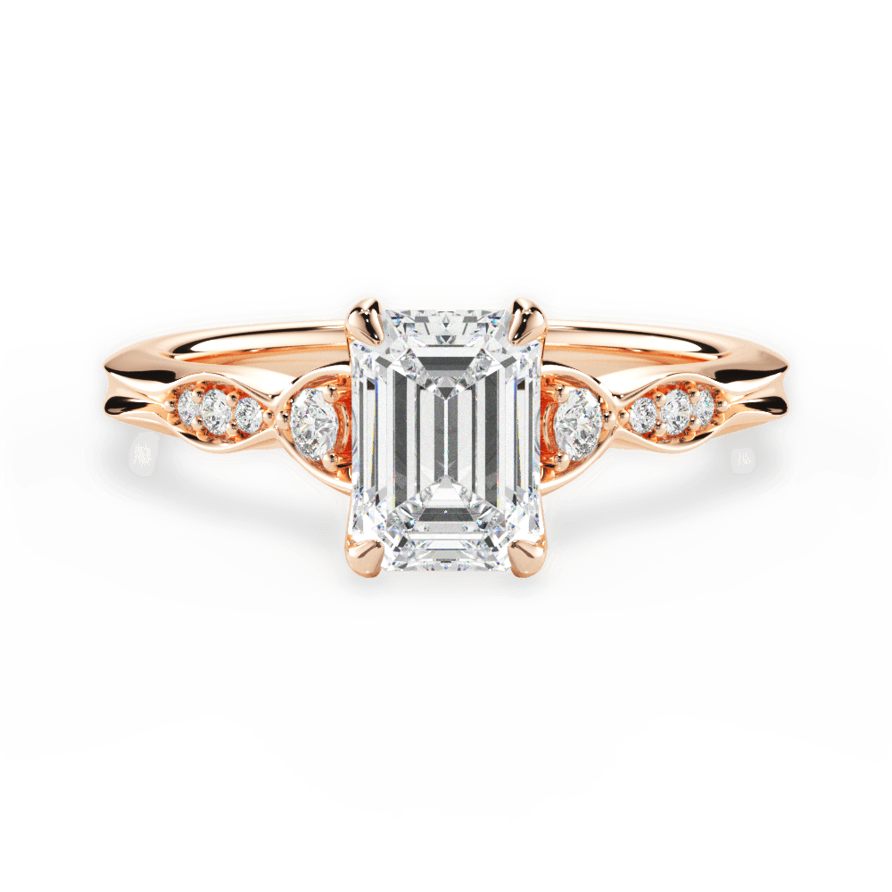 Cassie Emerald Cut Lab Grown Diamond 18Kt Rose Gold Engagement Ring