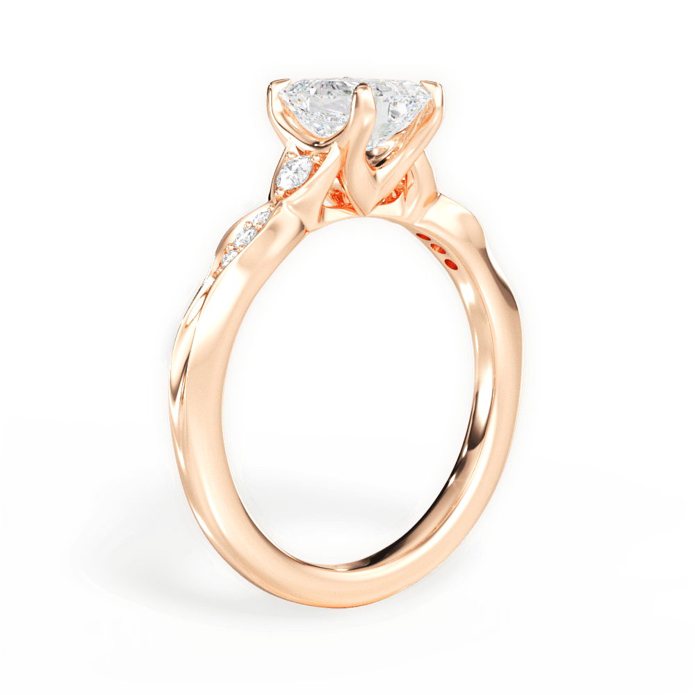 Cassie Emerald Cut Lab Grown Diamond 18Kt Rose Gold Engagement Ring - View 3