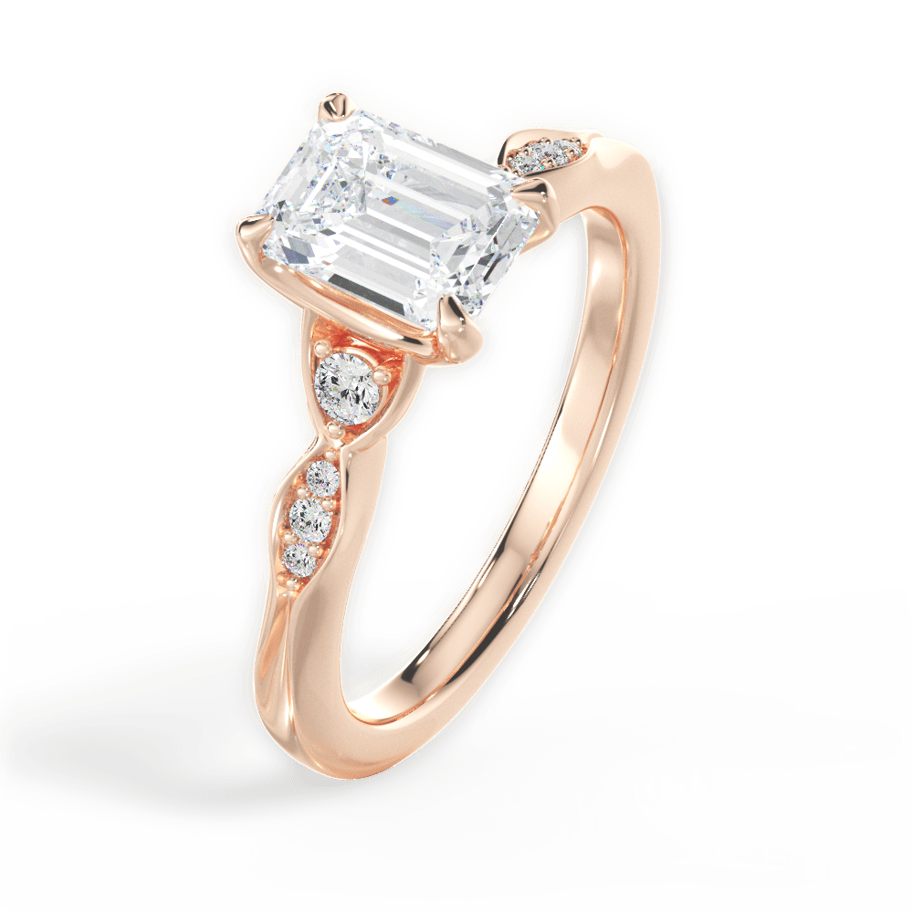 Cassie Emerald Cut Lab Grown Diamond 18Kt Rose Gold Engagement Ring - View 4