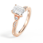 Cassie Emerald Cut Lab Grown Diamond 18Kt Rose Gold Engagement Ring - View 4