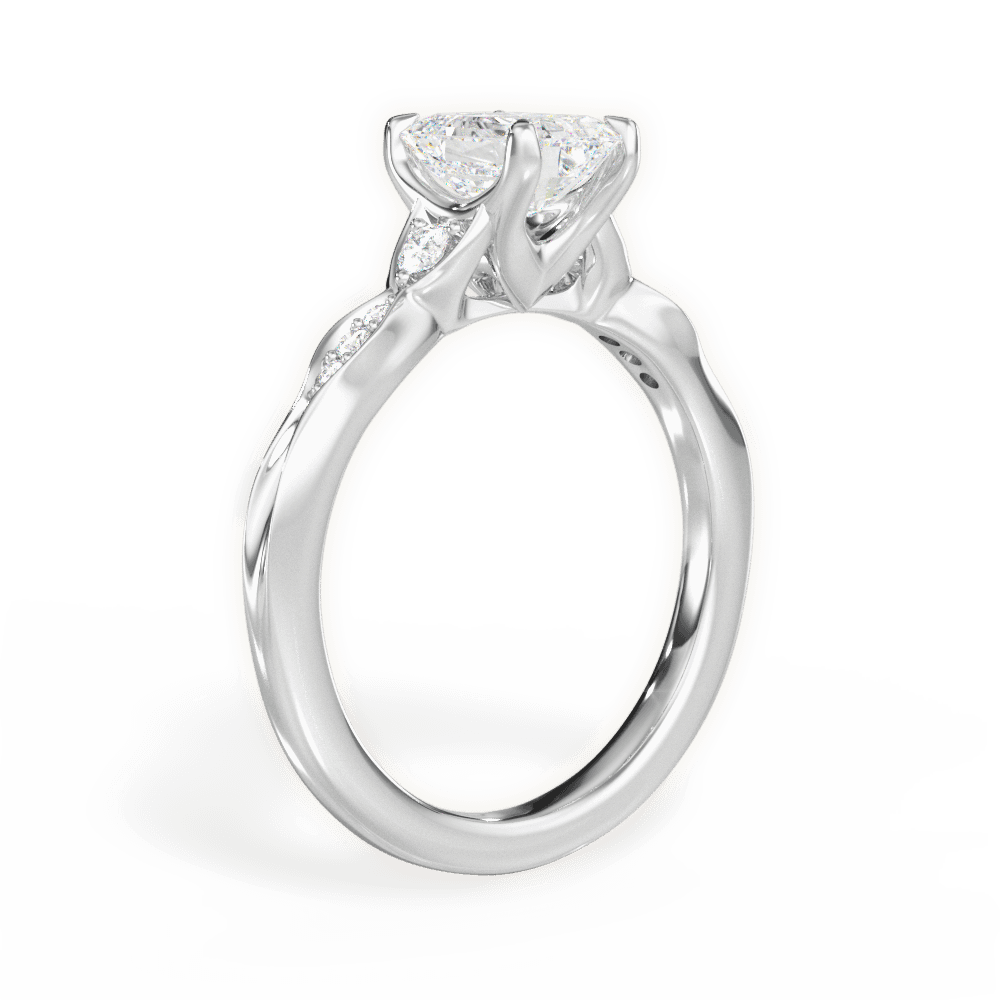 Cassie Emerald Cut Lab Grown Diamond Platinum Engagement Ring - View 2