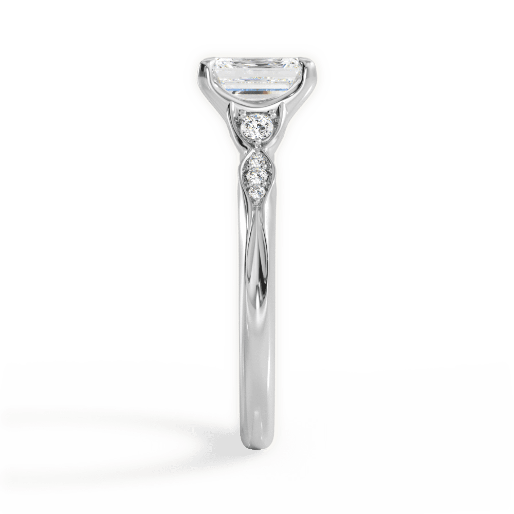 Cassie Emerald Cut Lab Grown Diamond Platinum Engagement Ring - View 3