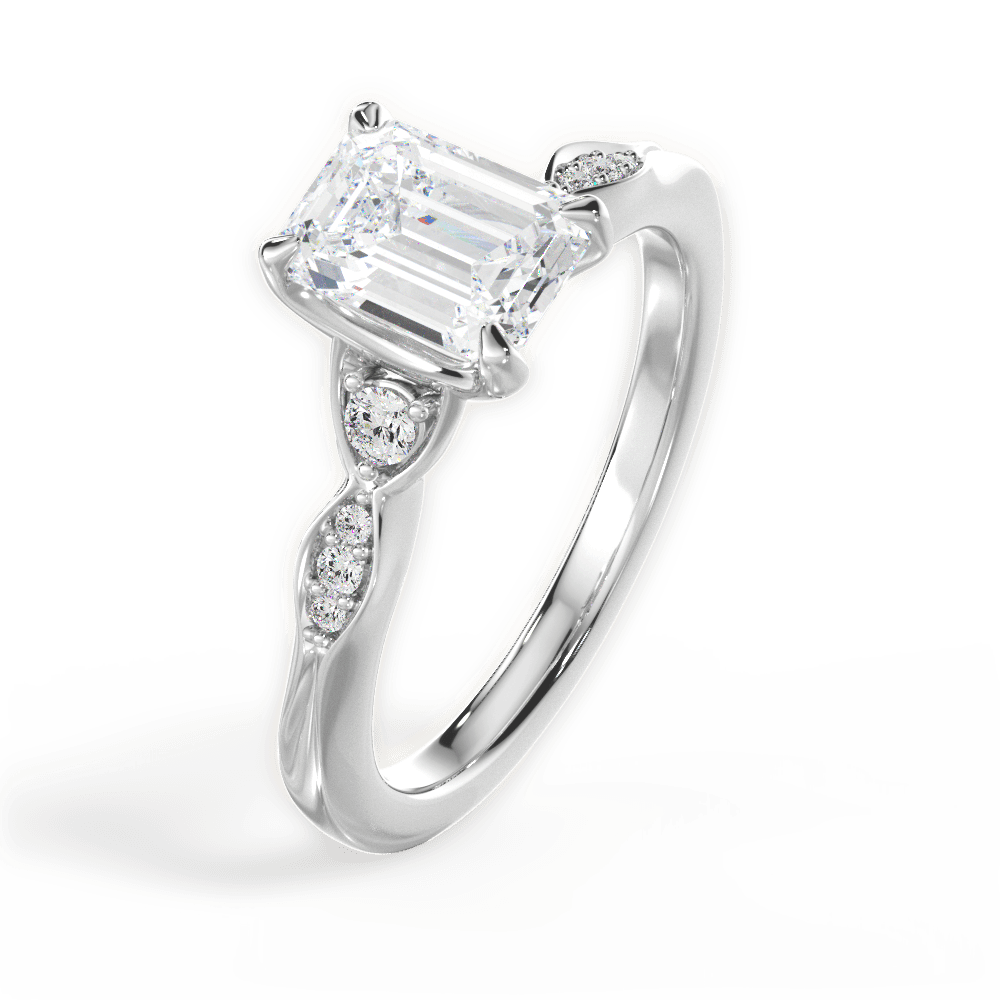 Cassie Emerald Cut Lab Grown Diamond Platinum Engagement Ring - View 4