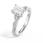Cassie Emerald Cut Lab Grown Diamond Platinum Engagement Ring - View 4