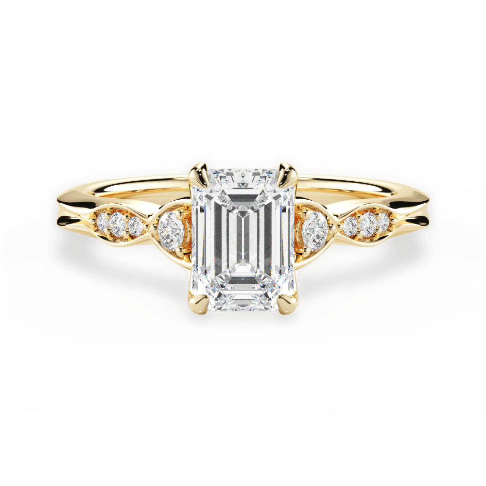 Cassie Emerald Cut Lab Grown Diamond 18Kt Yellow Gold Engagement Ring